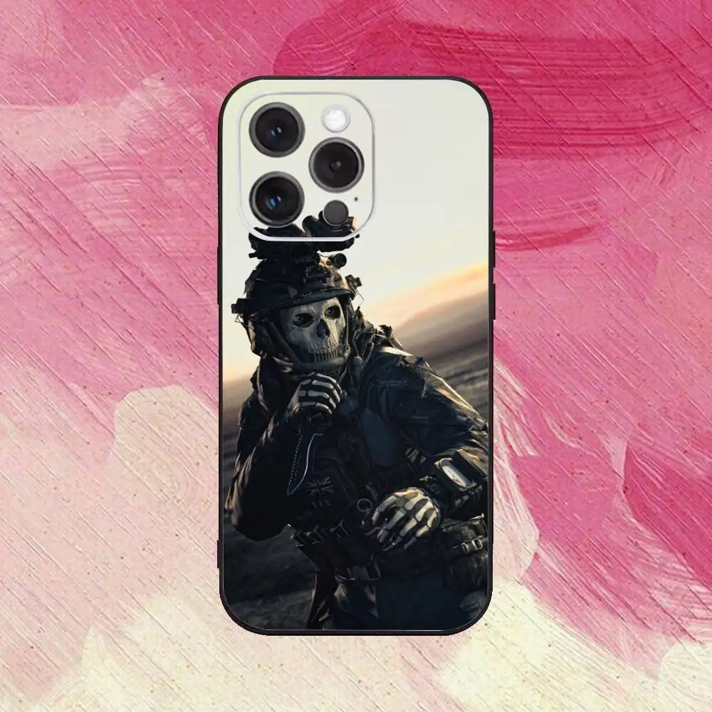 C-COD C-Call Of D-Duty Ghosts جراب هاتف لهاتف iPhone17,16,15,14,13,12,11 Plus، Pro Max غطاء أسود ناعم
