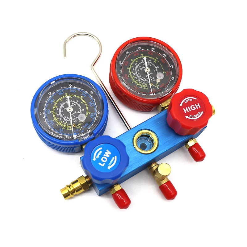 

Refrigerant Automotive Snow Pressure Gauge Refrigerant Double Gauge Valve Air Conditioning Fluorination Tool Set