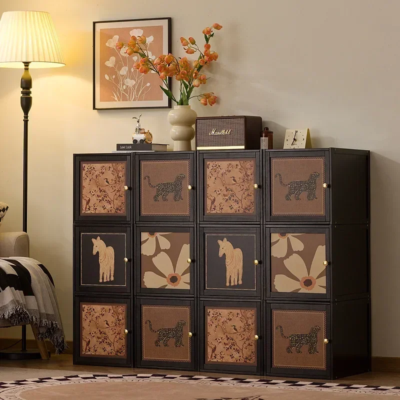 Exquisite Minimalist Household GoodsSolid Wood Module Bookcase Living Room Floor TV Cabinet Free Combination Display Cabinet