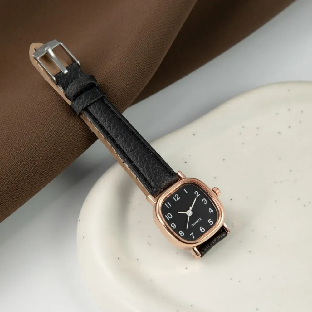 Gifts Quartz Movement Square Wristwatch Leather Strap Arabic Numeral Dial Ladies Wristwatch Quartz Watch Women's