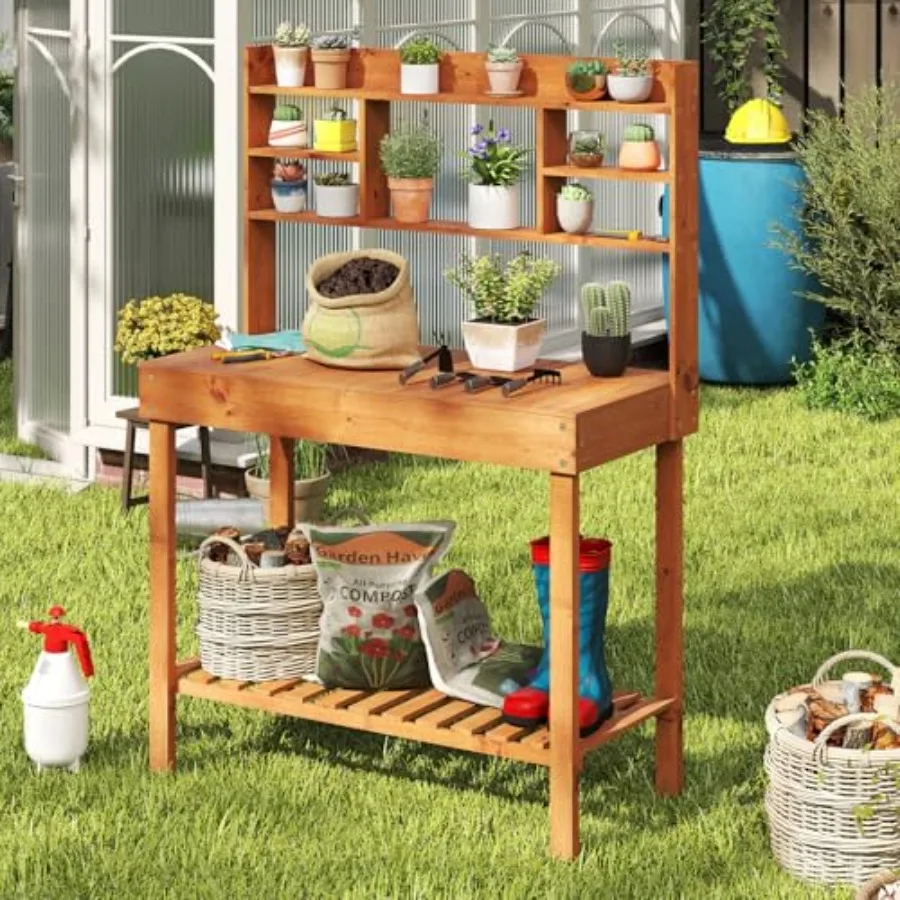 Wooden Potting Bench Table, 60