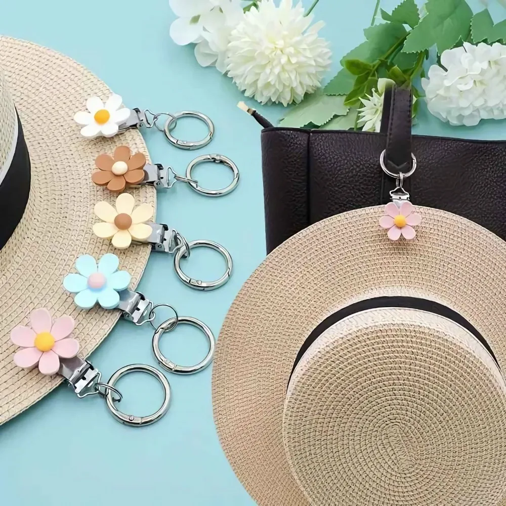 

Portable Hanging on Bag Hat Clip Flower Shape Hand Free Hanging Hat Clip Lightweight Sun Hat Storage Clip Travel