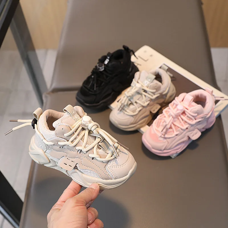 

All Seasons Fashion Children's Sports Sneakers Fashion Breathable Mesh Baby Girls Boys Tennis Lace Up Kids Shoes Footwear