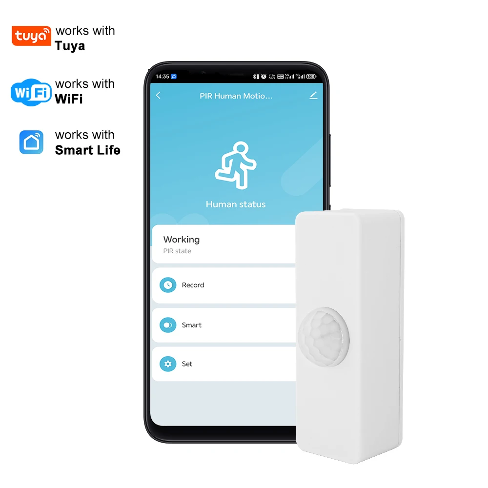 Tuya Smart PIR Motion Sensor Smart Home WiFi Human Body Infrared Detector Smart Life Monitoring Safety Protection