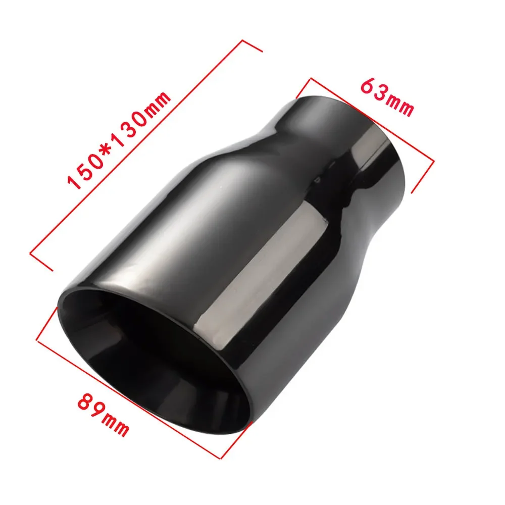 Car Rear Muffler Tailpipe Modify Universal Tail Throat Nozzle 63mm to 89mm Stainless Steel Single Exhaust Tip