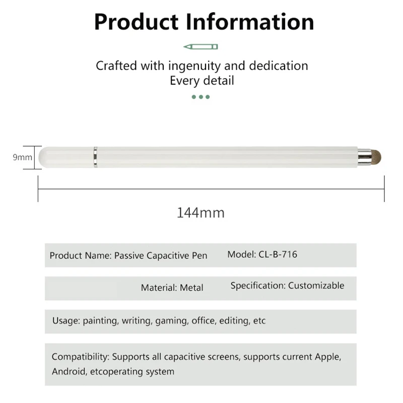 Mobile phone tablet computer capacitive pen screen stylus writing learning office game magnetic two in one