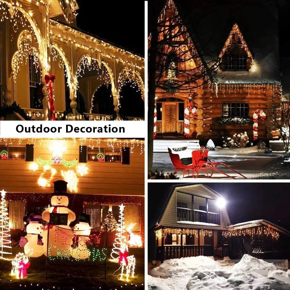 Street Garland On The House Christmas Decorations Ornaments LED Festoon Icicle Curtain Light Droop 0.4/0.5/0.6M EU Plug 220V