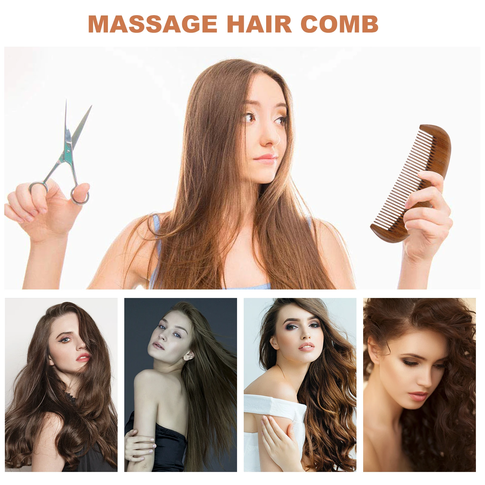 

Wooden Hair Comb Massage Scalp Tool Wide Tooth Brush Made Of Sandalwood For Coarse Hair Improve Texture Calm Mind Long Lasting