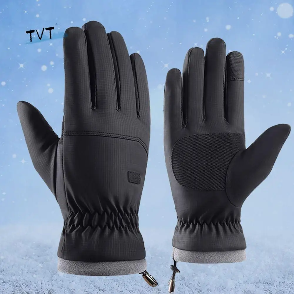 Warme Winter-Fahrradhandschuhe, wasserdicht, rutschfest, Vollfinger-Handschuhe, winddicht, atmungsaktiv, Touchscreen-Fäustlinge für den Außenbereich