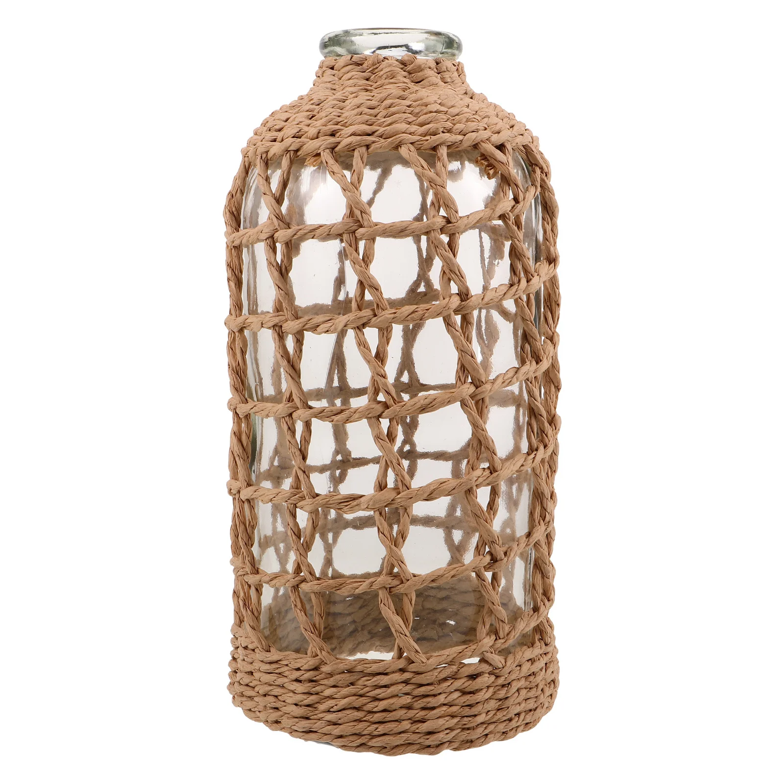 

1pcs Handmade Woven Flower Artistic Glass Vase For Dried Flowers Hydroponic Plants Modern Decor Home Office Desktop Vase