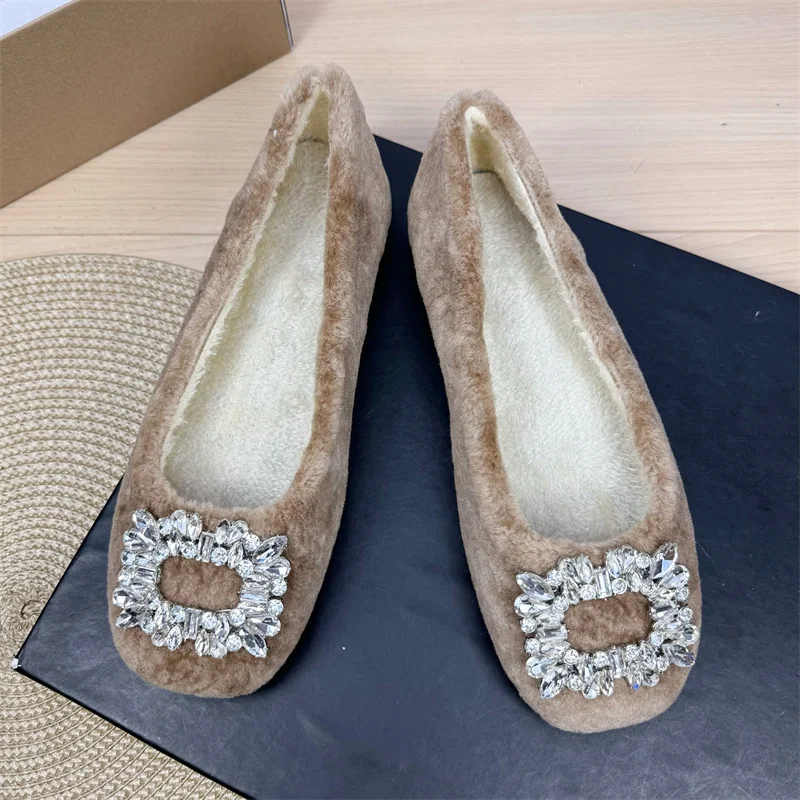 

Осенне-зимняя верхняя одежда с кристаллами для женщин, новинка 2023 года, корейская бархатная хлопковая обувь Мэри Джейн с квадратным носком, белая, черная