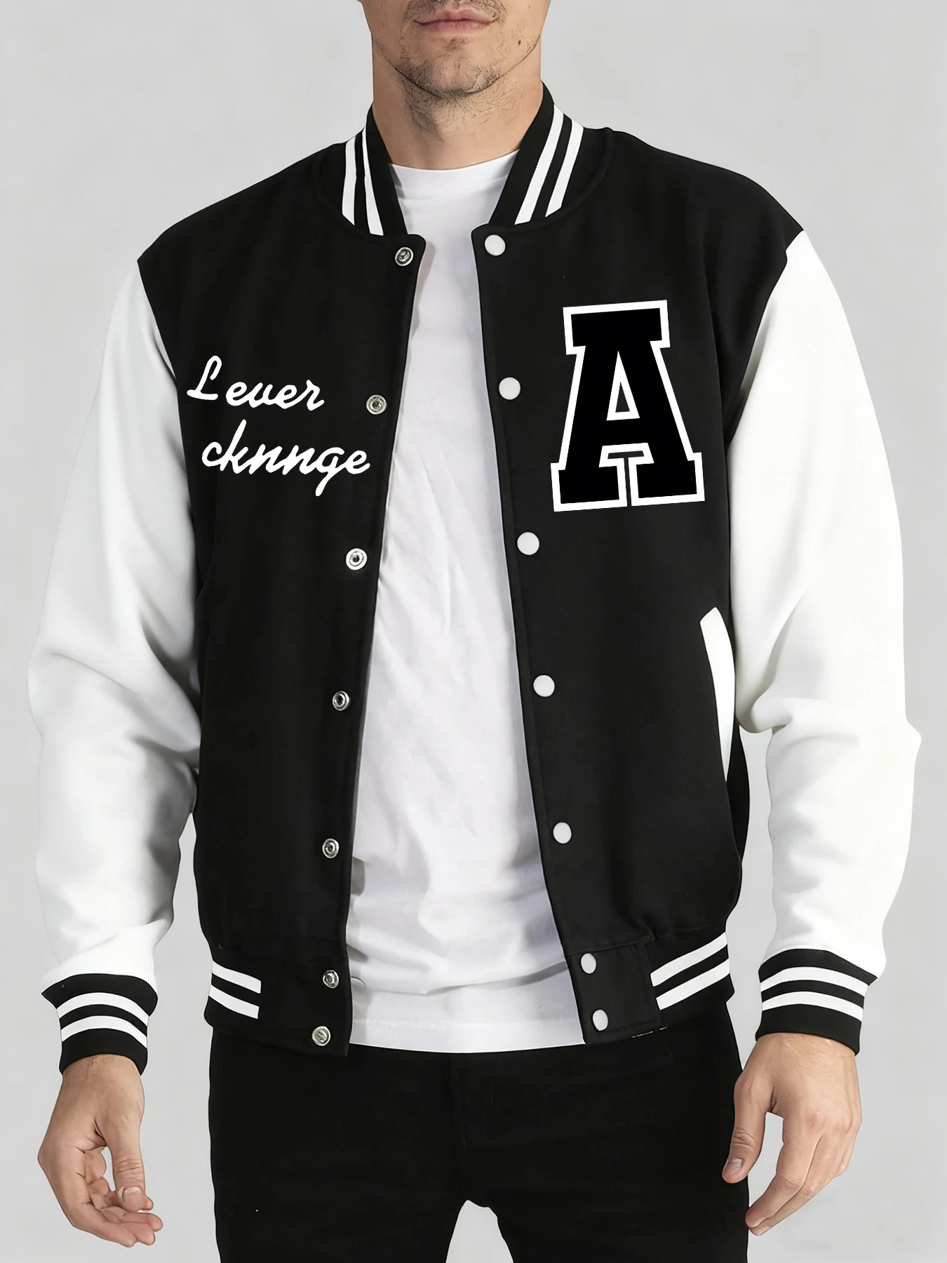 

Handwriting And Art Letter A Print Man'S Pocket Clothes Loose Sports Baseball Jersey Fashion Street Veste Autumn Winter Jackets