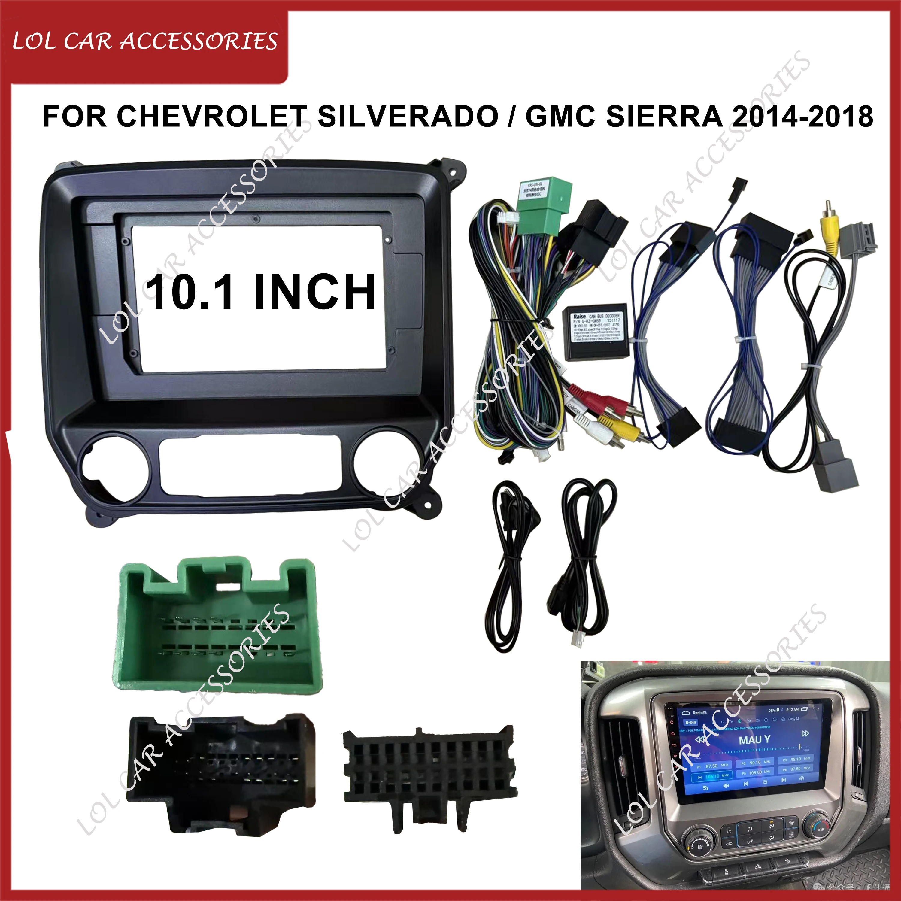 10.1 Inch For Chevrolet Silverado / GMC Sierra 2014-2018 Car Radio Android Stereo GPS MP5 Player Panel Frame Fascia Dash Cover