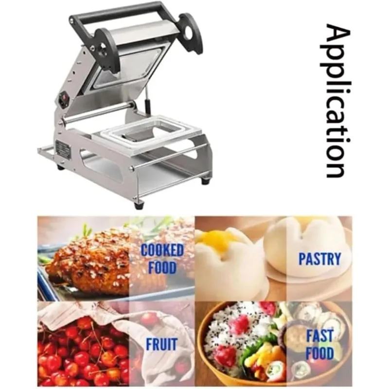 Food Sealing Packing Machine, Manual Sandwich Tray Heat Sealer, Hand Pressure Takeaway Box Sealing Machine, 180mm Film Width