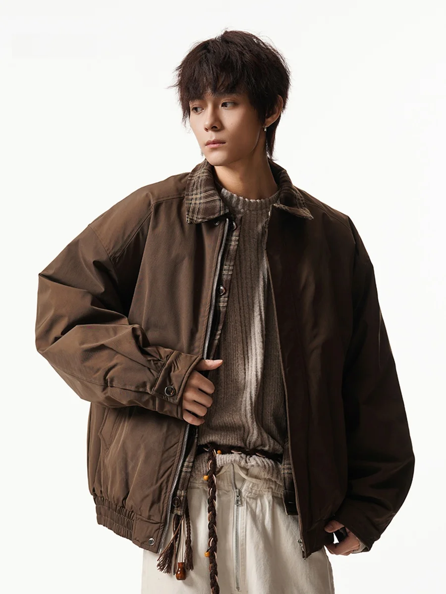 

American Sle Thiened Warm Plaid Collar Cotton Jaet Men's Winter Workwear Flight Jaet Polyester Fiber Inner Liner