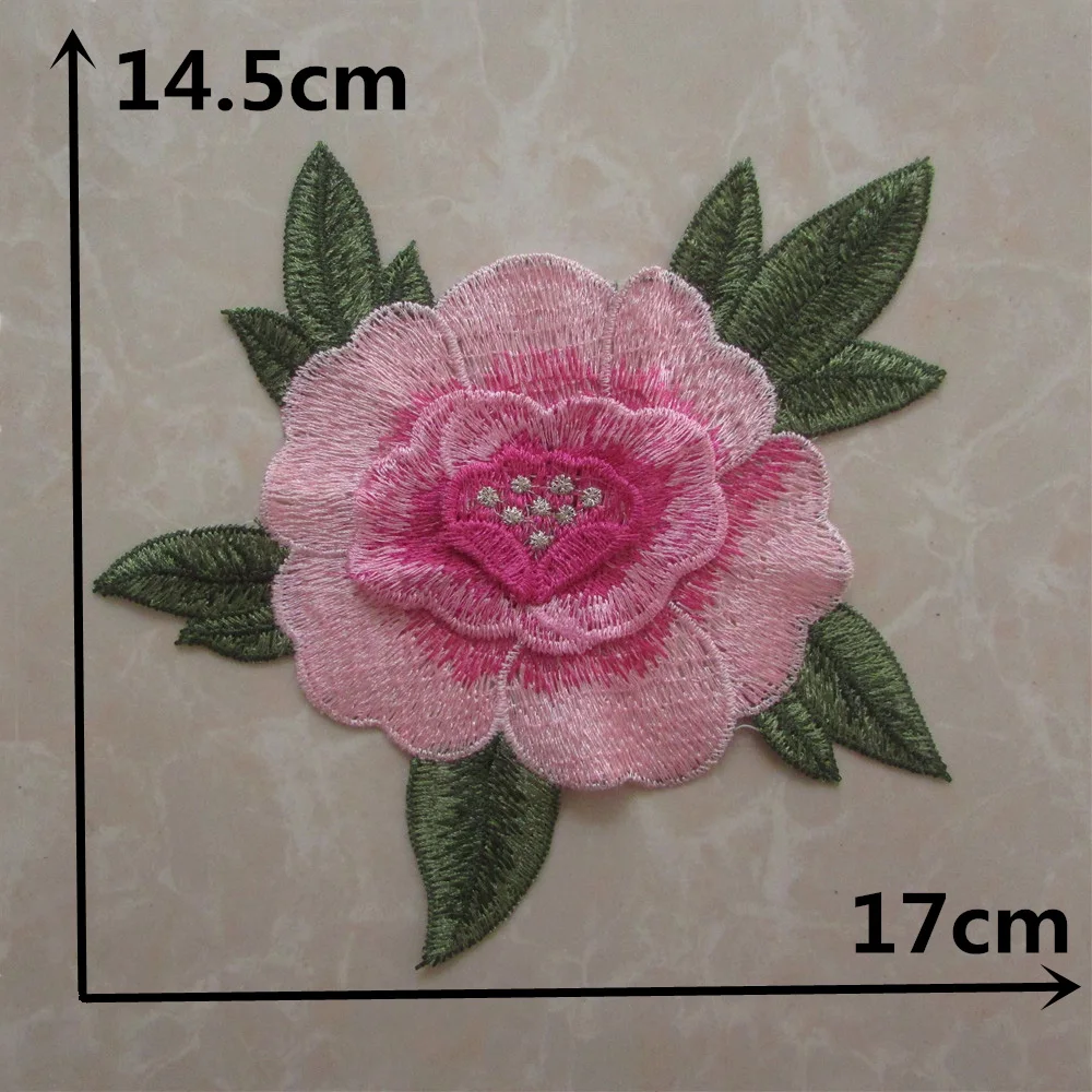 Piccolo fiore rosa ricamo colorato pizzo applique tessuto per cucire fai da te abbigliamento artigianale forniture accessori 1 pezzo in vendita