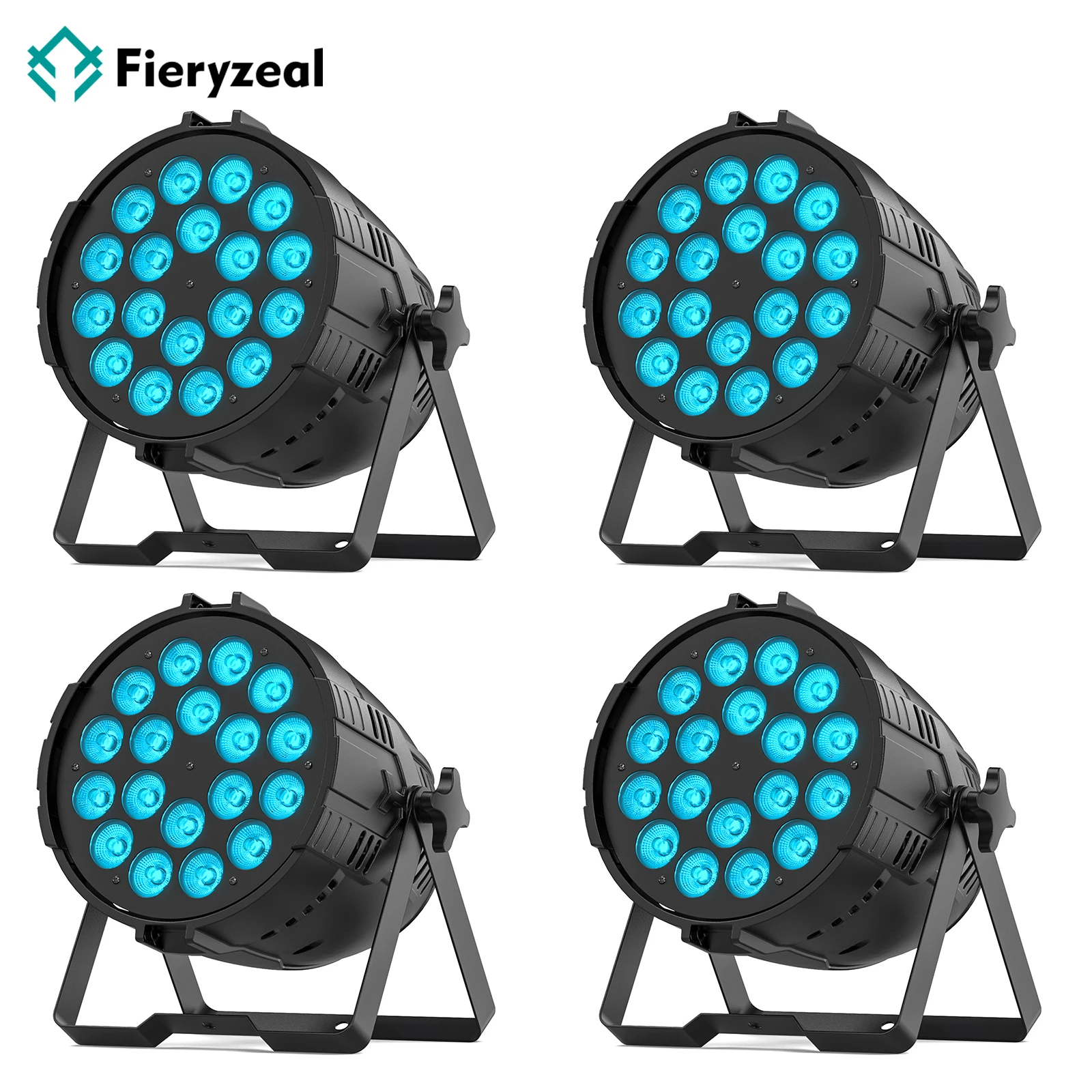 

Fieryzeal 4PCS 18x10W RGBL 4IN1 LED Stage Light Aluminum Alloy 180W LED Par Light DMX Control Strobe Effect for Bar Disco Party