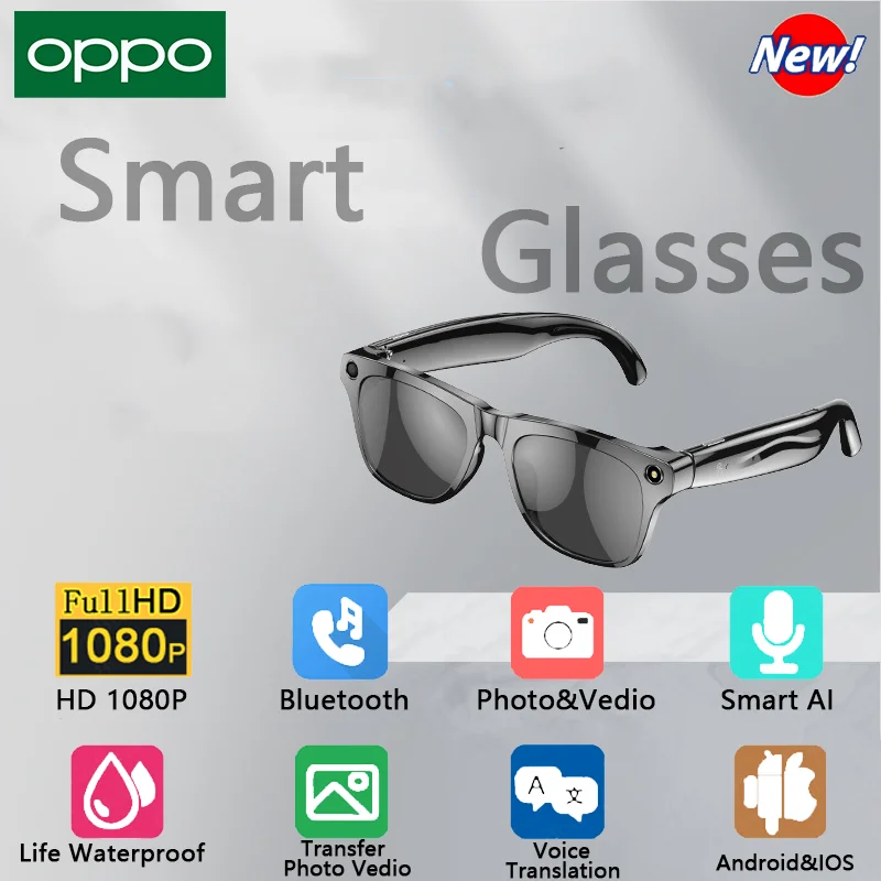 

OPPO 8K HD умные очки Chat GPT 100MP камера Bluetooth вызов 260 мАч батарея голосовой помощник управление умные очки для мужчин