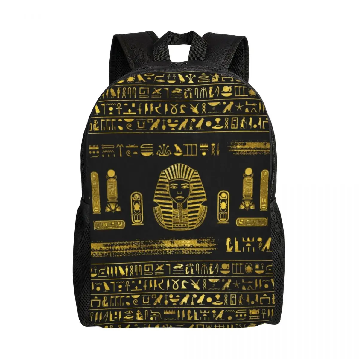 Custom Ancient Egypt Sphinx And Hieroglyphs Travel Backpack School Computer Bookbag Golden Egyptian College Student Daypack Bags