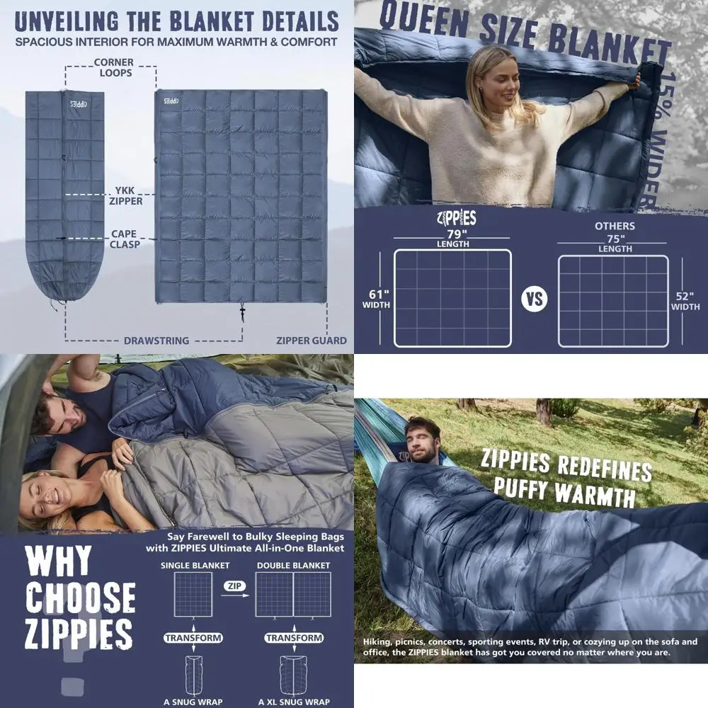 

Теплоизоляционное одеяло-плед для холодной погоды, размер Queen, водонепроницаемый спальный мешок на молнии, универсальное уличное одеяло, идеальное решение