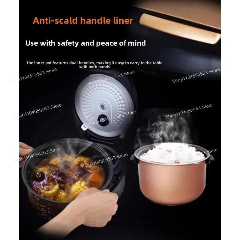4L Smart Electric Rice & Pressure Cooker, Home Use with Reservation Function, Anti-Scald Handle & Pottery Crystal Liner, Multifu