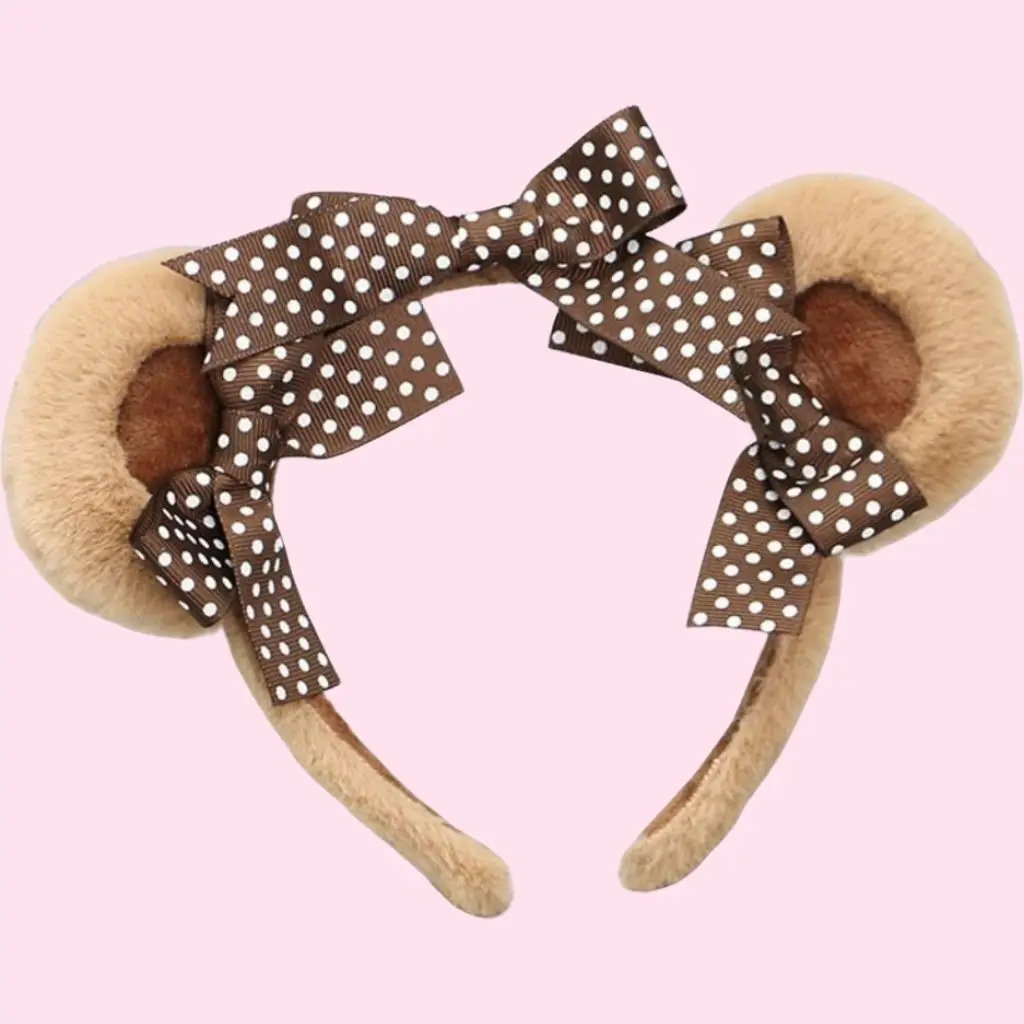 Vintage Lolita Bear Ears Gradient Headband Cosplay Anime Pearl Cat Hairband Kawaii Bow Bear Hair Accessories Stuffed Headwear