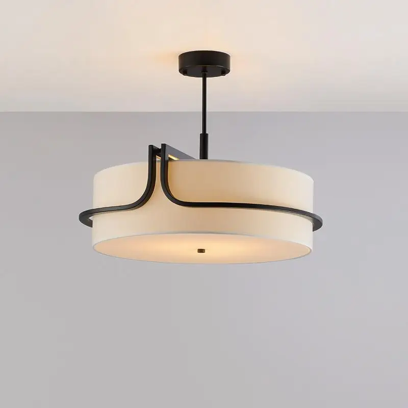 Modern Chinese Ring Bedroom Chandelier Simple Living Room Study Tea Room American Wrought Iron Soft Light Chandelier Room Decor