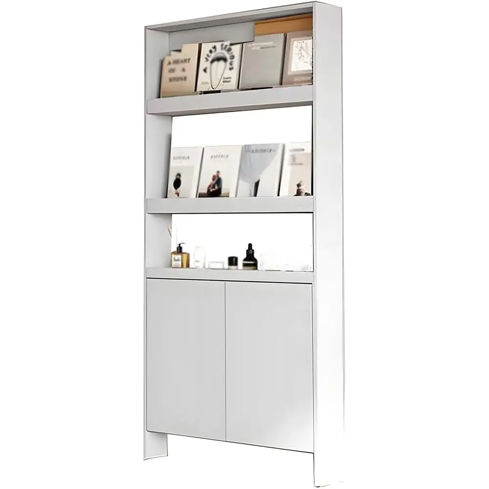 

Двухдверный книжный шкаф с 5 полками, идеально подходит для гостиной, спальни или детской комнаты, белый, 31.5x4.7x70.9