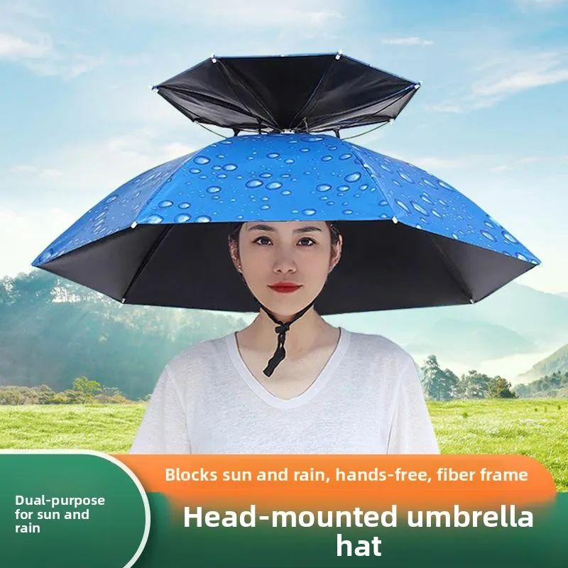 

Outdoor Fiing Umbrella Breathable Sunade Rainproof Double Layer Headwear Hat Sunscreen Large Size Cam Travel Gear