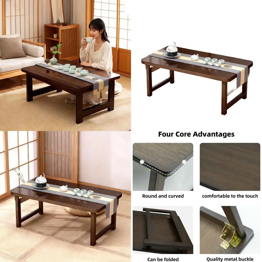 

Vintage Japanese Low Coffee Table, Wood Dining Desk, 31.5x19.7x11.8 inches, No Assembly Required