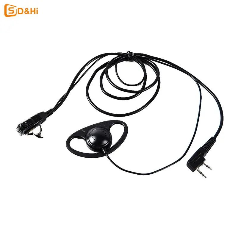 2 Pin PTT with Mic Headset D Shape Soft Ear Hook Earpiece for UV-5R 888S 777S 666S BF Handheld Walkie Talkie BaoFeng Accessories