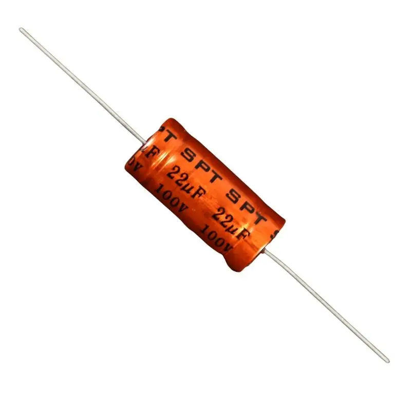 10PCS SPT Series 2.2/3.3/4.7/6.8/10/22/33/47μF 100V Axial Non-Polarized Crossover NP Aluminum Electrolytic Capacitor