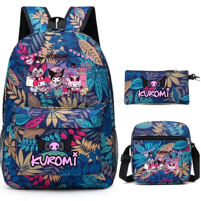 

Lovely Kuromi Melody Backpack Waterproof Leisure Shoulder Bag Women Laptop Mochila Bookbag Travel Rucksack for Female Mele 3pcs