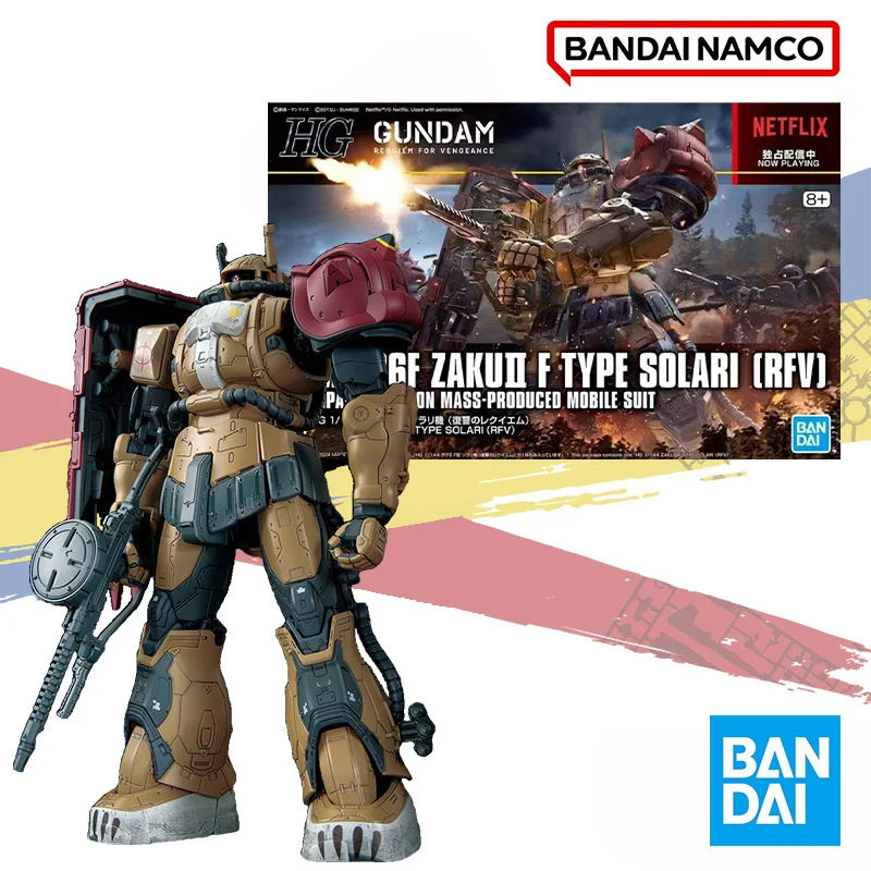 Bandai Original HG 1/144 Original box MS-06F ZAKU2F TYPE SOLARI GUNDAM Aninm full Action Assembly Figure Model ToyGifts for KIDS