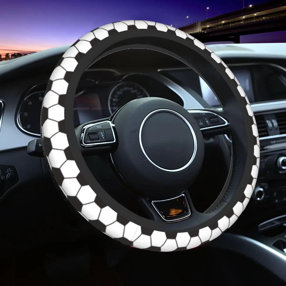 38cm Car Steering Wheel Cover Classic Football Soccer Balls Sports Braid On The Steering Wheel Cover Car-styling Car Accessories