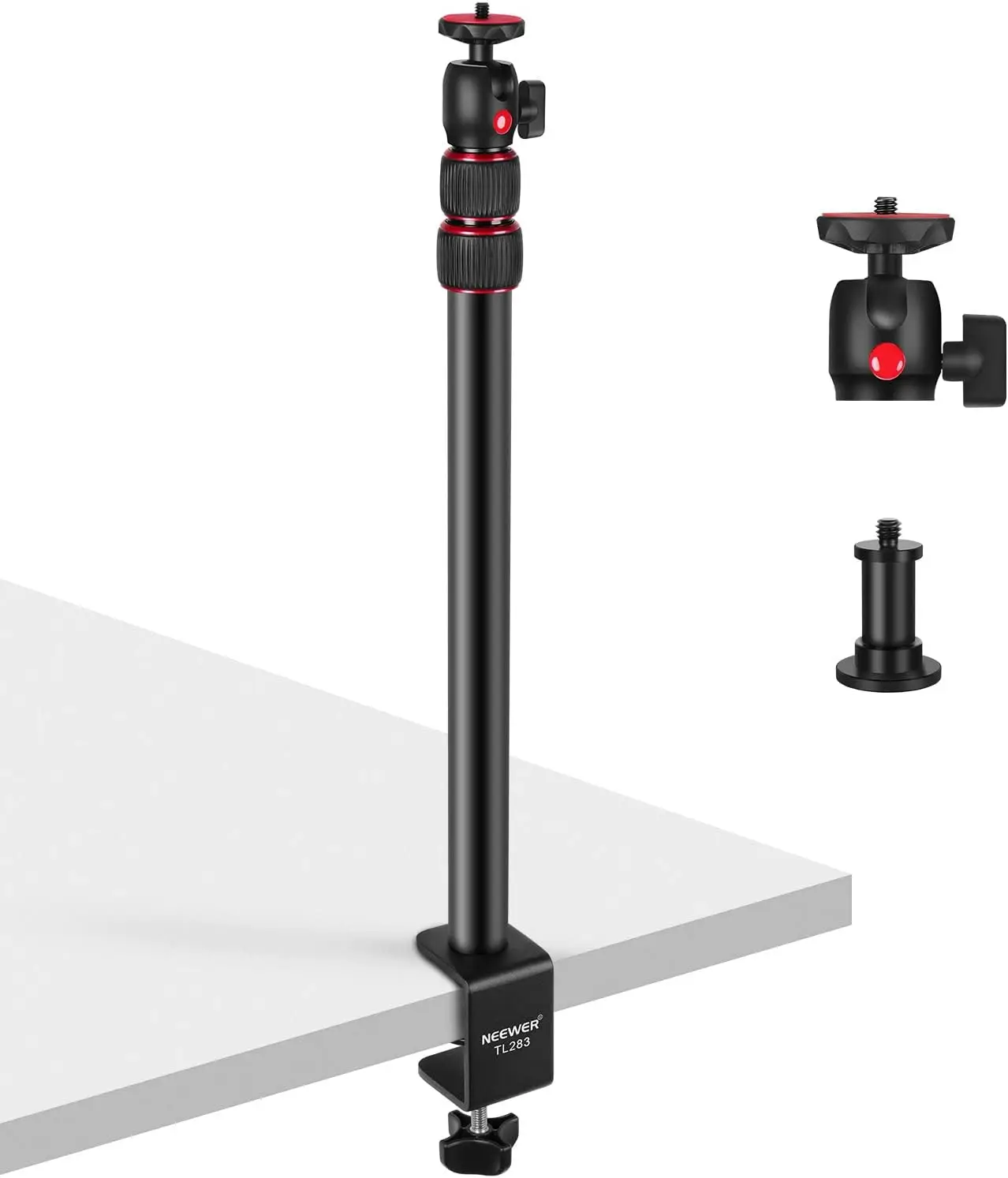 NEEWER Kamera-Schreibtischhalterung mit Telefonhalter und 360° ° Kugelkopf, 17"-40"/43-102cm Teleskop-C-Klemme, Tischleuchte, Ständer, 1/4" Schraube – Detail 1