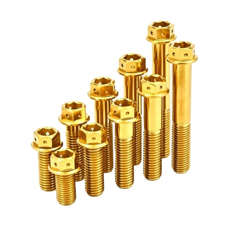 1PCS Titanium Alloy Bolt M10x20mm-70mm Pitch 1.25mm/1.5mm Flanged Hex Head Screw Suitable for Motorcycle Caliper Modifications