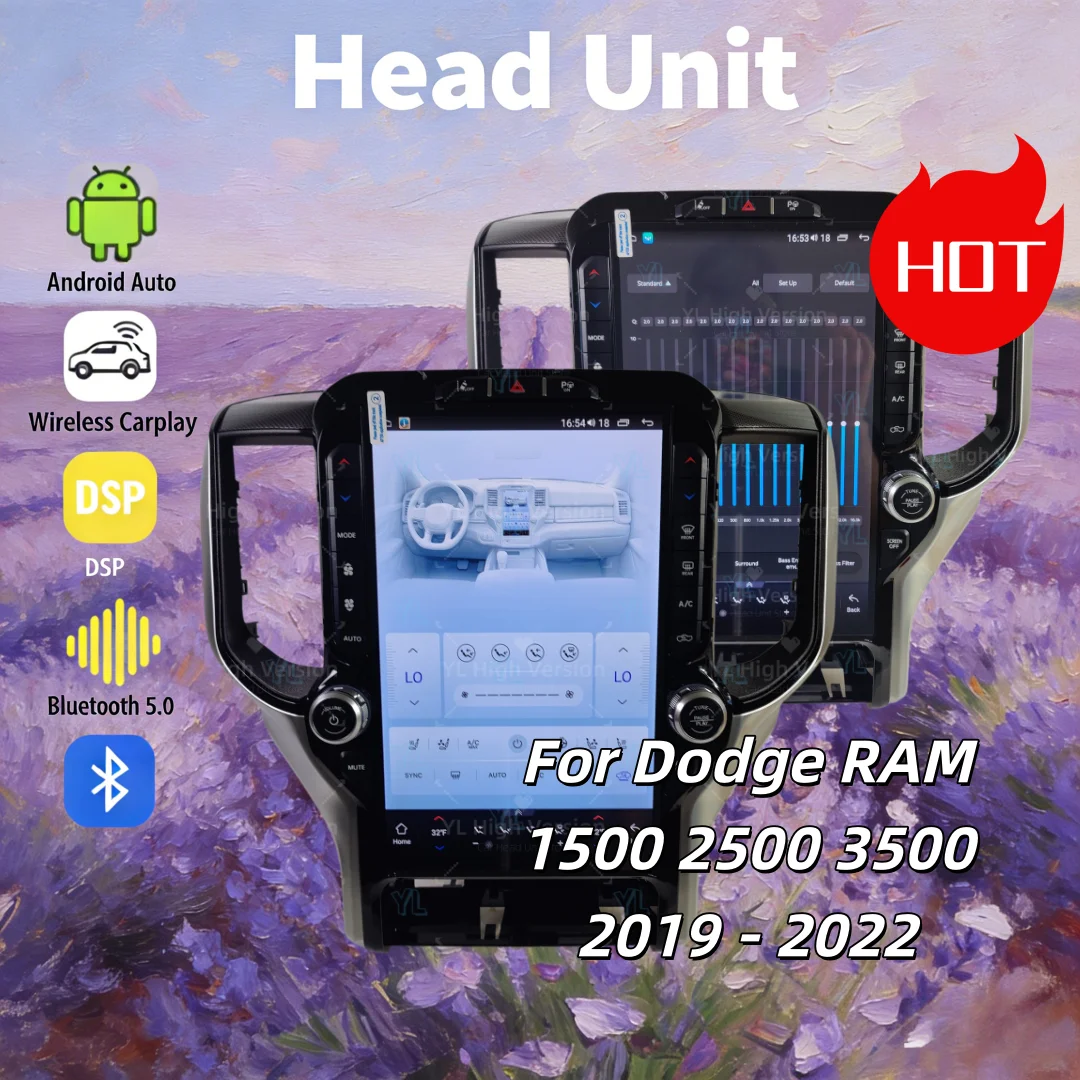 

Сенсорный экран Android 14, 2DIN, для Dodge Ram 2019-2021, GPS, CarPlay, автомобильная мультимедийная система, видео, стерео, навигация, головное устройство, 13.6 дюймов, 4G, BT