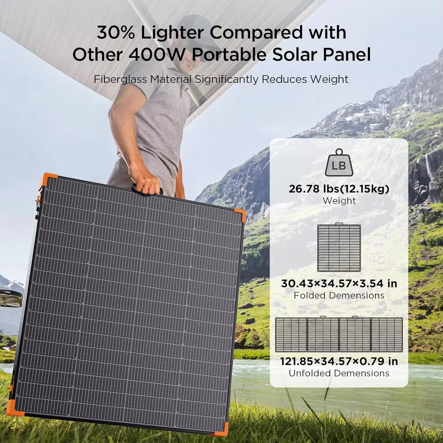 N-Type 16BB 450W Portable Solar Panel,RV Essentials,38V Foldable Solar Charger for Power Station, 25% High Efficiency IP68 Water