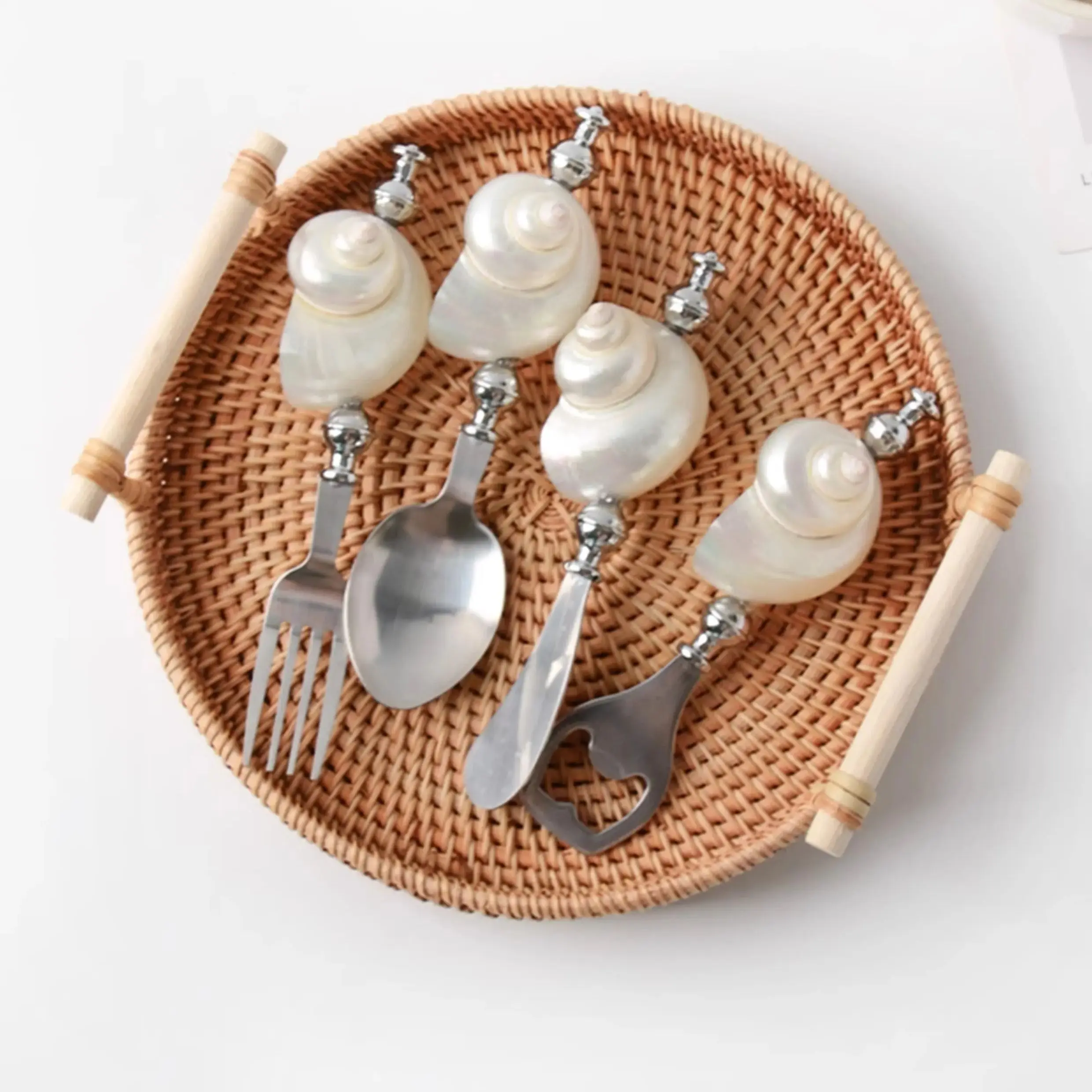 Nature Snail Conch Shell Handle Dessert Steak Stainless Steel Knife Fork Spoon Castle Dinnerware Tabletop Decor