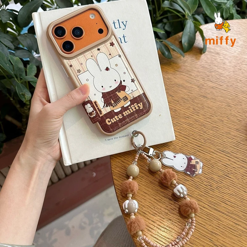 Bonito miffy escudo do telefone adequado para iphone 17 16 15 14 dos desenhos animados criativo cachecol coelho anti gota caso de telefone anime acessórios presente