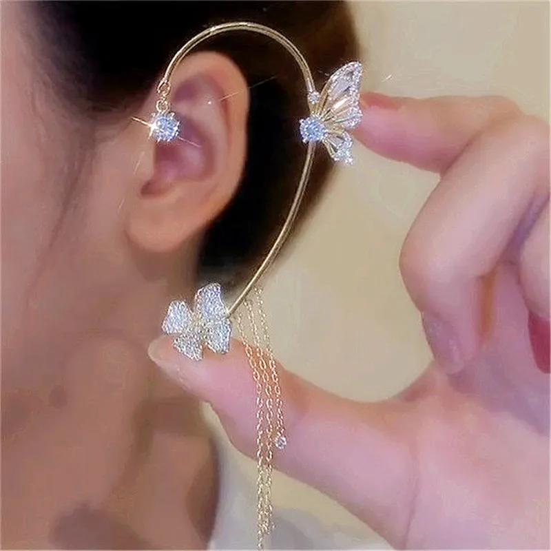 

Piercing Butterfly Earrings Clip On Earrings Aesthetic Ear Cuff Clip Romantic Luxury Designer Jewelry For Women