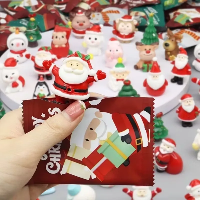 Mini Holiday Gift Collection Santa Claus Reward Prize with Snowman Figurine for Christmas Party Decor Present Set