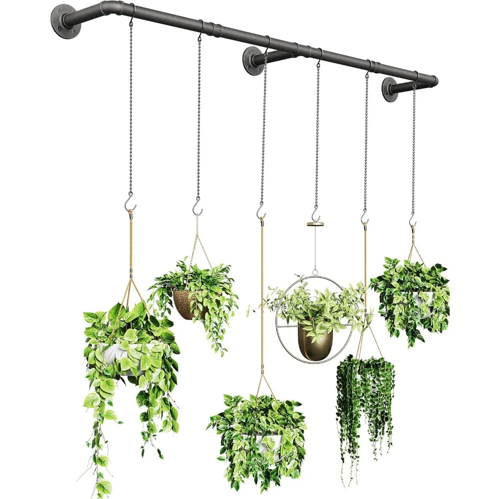 

65,7-дюймовый металлический подвесной стержень для растений с 6 цепями, настенное или потолочное крепление для комнатных растений