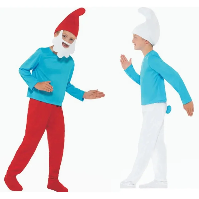 Blue dwarf 3-10 years Child Halloween Costume Kids Blue Elf Costume fancy dress