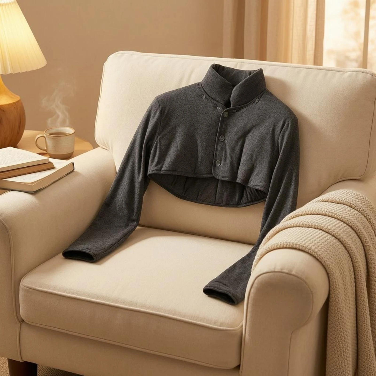 Cotton Shoulder Warmer Stand Collar Cotton Neck Warmer Cropped Upper Body Cover Button Closure Cold Weather Clothing