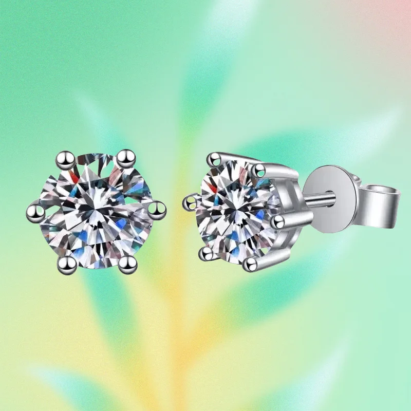 

Wedding Jewelry Platinum PT950 Earplug Stud Earrings Women 0.5/1/2ct VVS1 D Color Moissanite Diamond Girl Birthday Gift Daughter