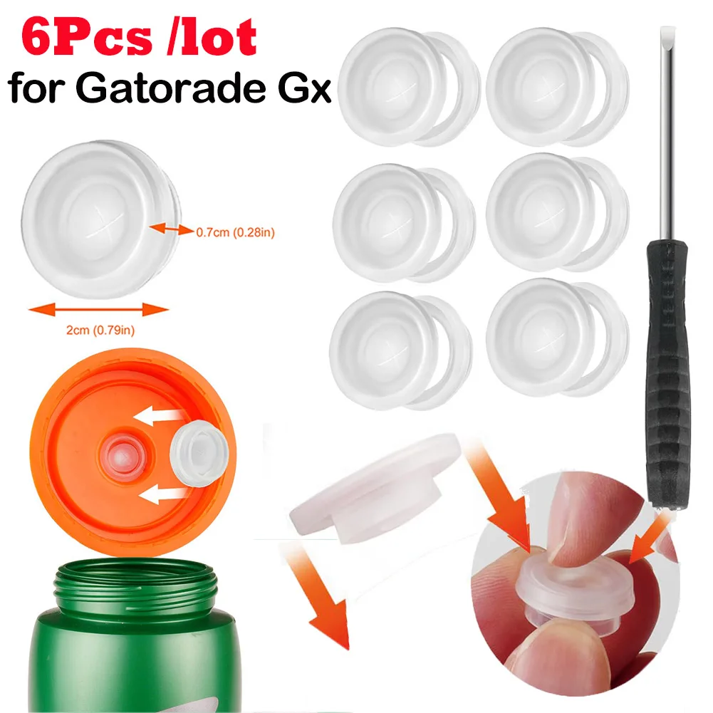 6pcs/lot Dispensing Valves Silicone Valve and Plastic Insert with Screwdriver Replacement Valves for Gatorade Gx Water Bottle