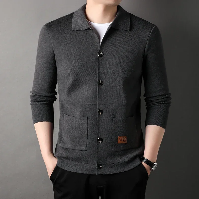 High Quality Men's Knitted Cardigan  Buttonless  Casual  Suits Man Clothes Coats Jacket