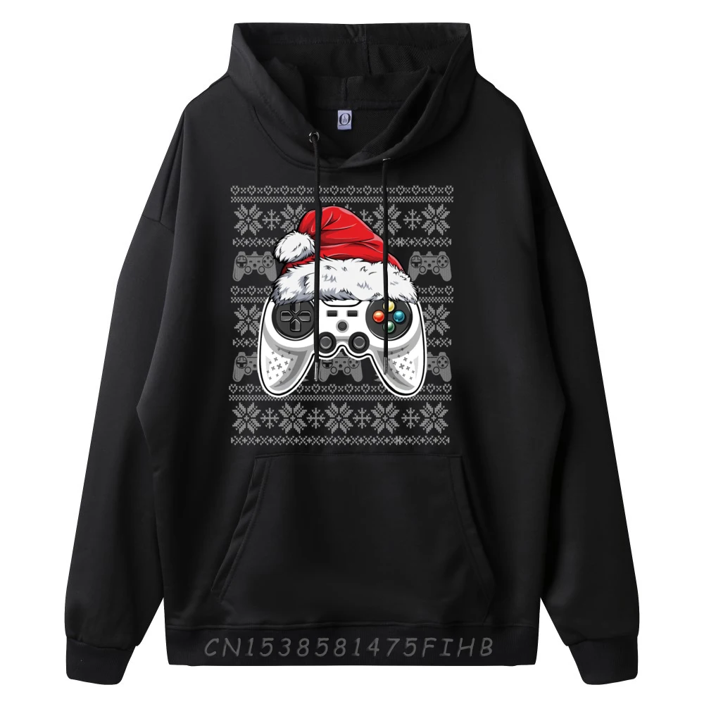 Funny Gamer Controller Gaming Boys Christmas Santa Hat White Hoodies Men Shirts For Men Mother's Day